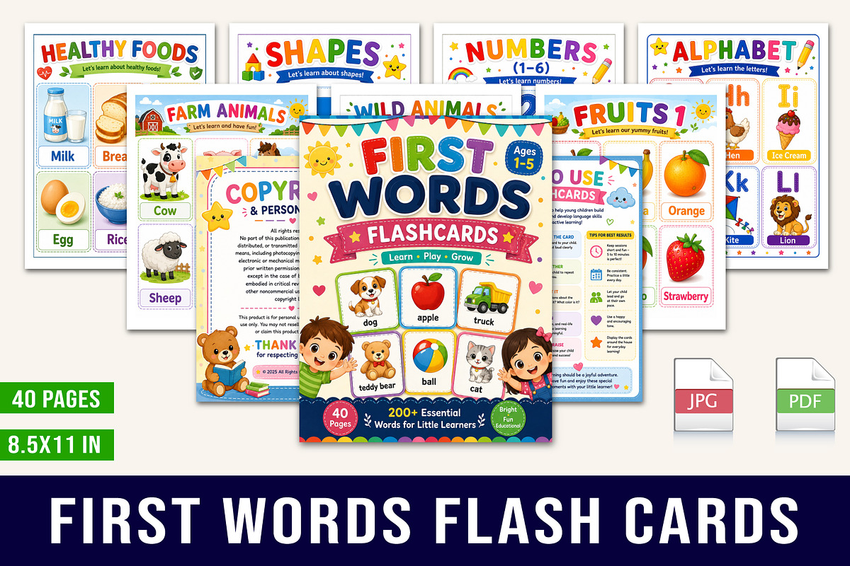 First Words Flashcards, a Stationery Template by Designmela01 (Photo 1 of 5)