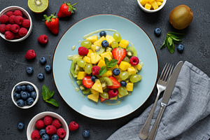 Colorful fresh fruit salad with berr, a Food & Drink Photo by professorinc