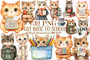 Cat Back to School Clipart, an Illustration by Sublimation Artist (Thumbnail 1 of 6)