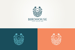 bird's nest line art label logo, a Branding & Logo Template by Blazybone
