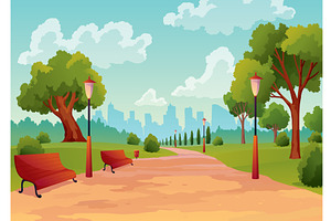 Entrance to city park with green, an Illustration by the8monkey