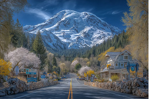Mt Ranier and the park road in Mt, a Nature Photo by ZinetroN