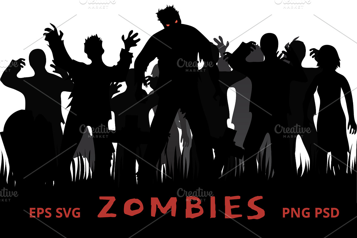 Zombies Silhouettes Clip Arts, an Object Graphic by Sveta Aho (Photo 1 of 2)