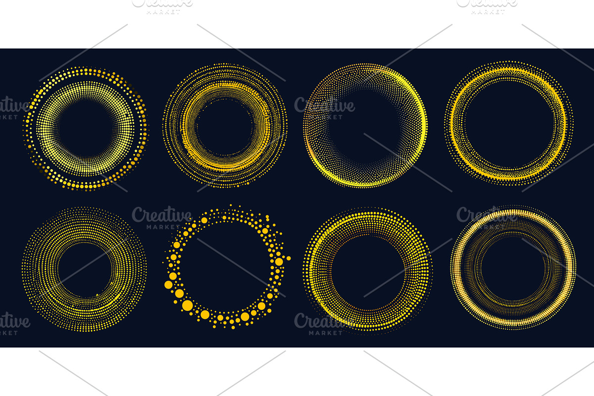 Golden dotted circle frames. Yellow, an Illustration by Stock-Smart-Start