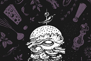 Burger menu. Hand-drawn. Chalk style, a Decorative Illustration by Margo Miller (Thumbnail 14 of 15)