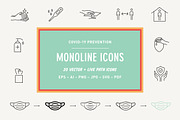 Monoline Covid-19 Prevention Icons, an Outline Icon by Space Between (Thumbnail 1 of 7)