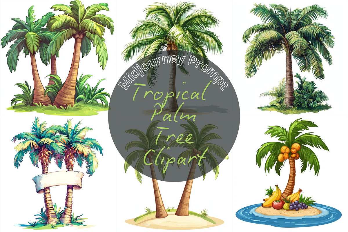 Prompt Tropical Palm Tree Clipart, a Decorative Illustration by Creative design (Photo 1 of 7)
