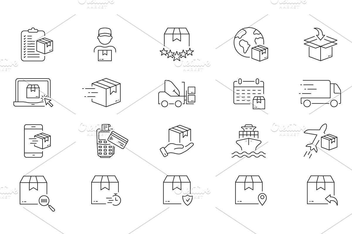 Logistic and Distribution Icons, a Transportation Illustration by Gentle Studio