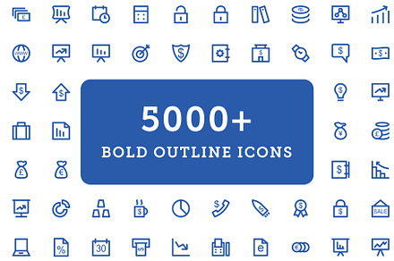 5000+ Bold Outline Icons Bundle, an Outline Icon by Vectors Market
