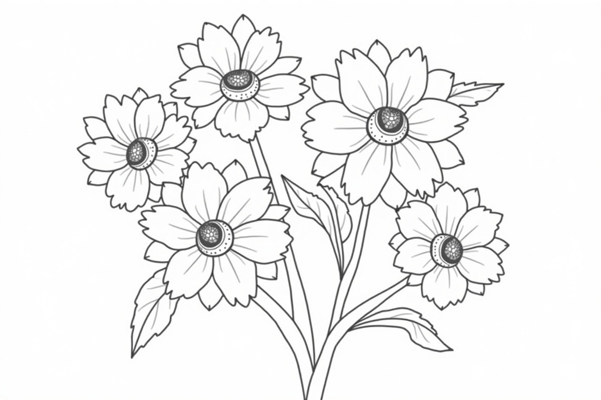 Flower Line Art Coloring Pages Bundl, an Illustration by Artivon (Photo 6 of 9)