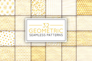 32 golden seamless patterns set