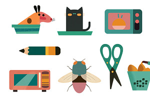 Set of Household Objects, an Illustration by Sybillla
