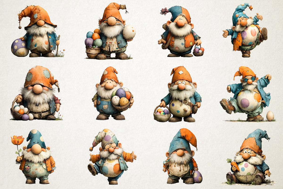 Whimsical Easter Old Gnome Clipart, an Illustration by RobertsArt (Photo 2 of 5)