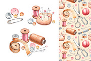 Hand drawn sewing tools, a Texture Illustration by Sundra (Thumbnail 3 of 8)