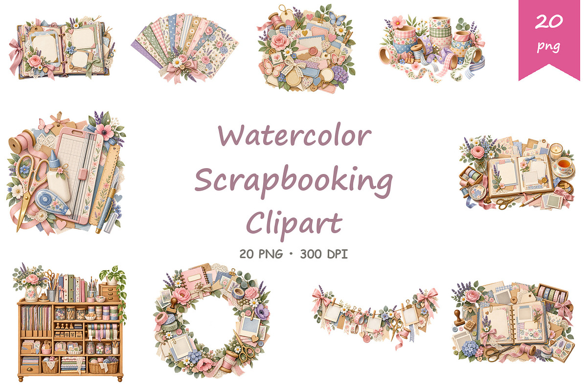 Watercolor Scrapbooking Clipart, an Education Illustration by BerryPieArt (Photo 1 of 4)