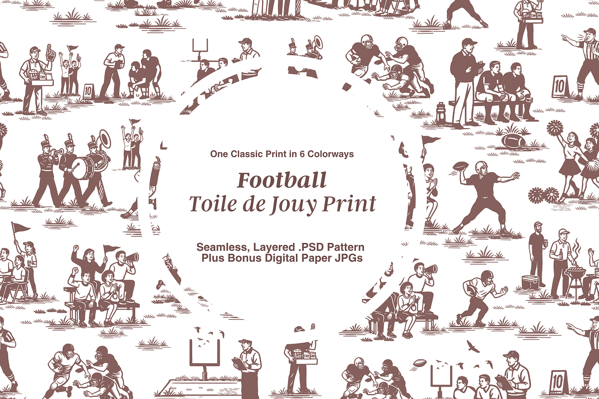 Football Toile de Jouy, a Background Graphic by Hughes Studio (Photo 1 of 8)