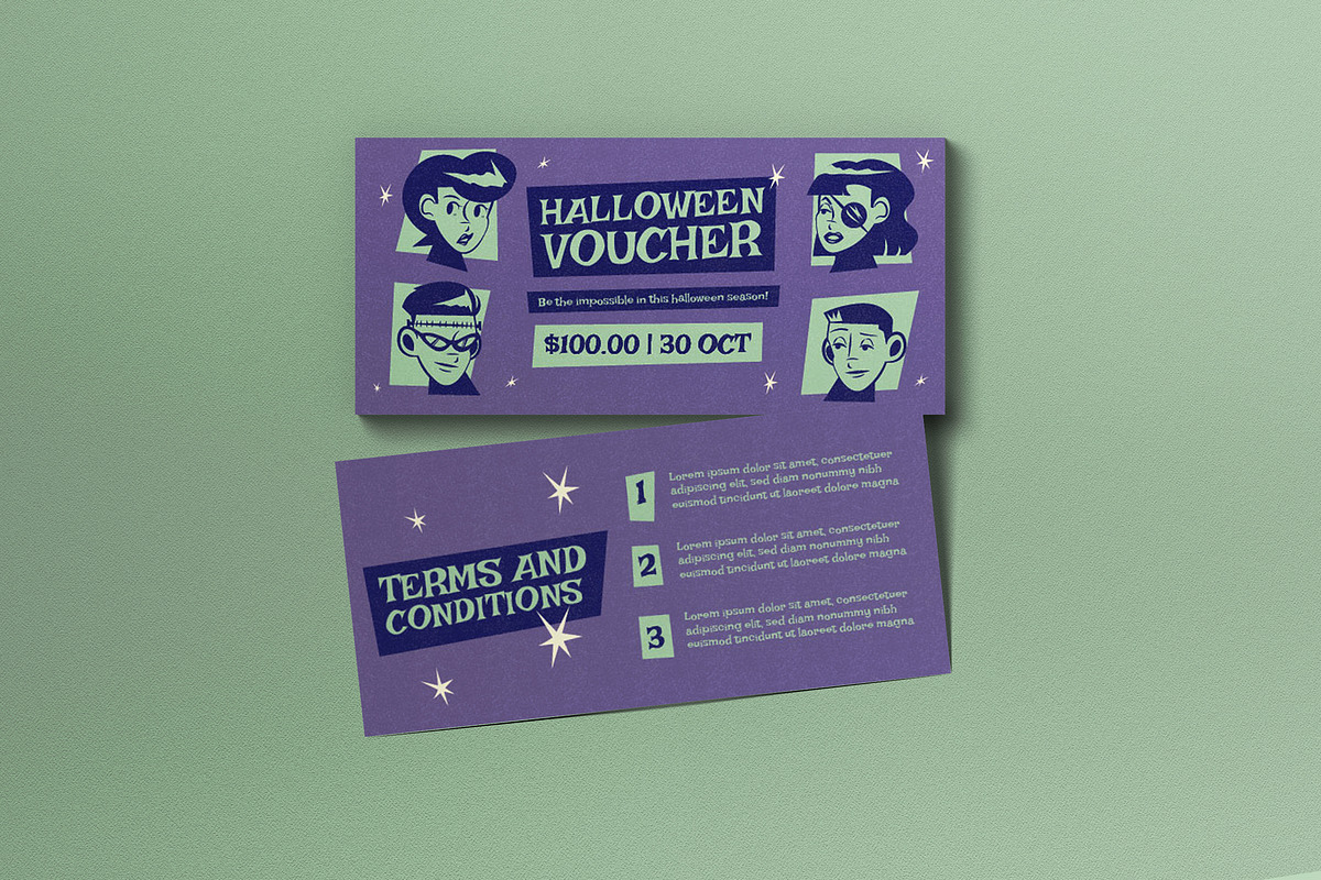 Purple Halloween Sale Voucher, a Card Template by graphicook (Photo 1 of 3)