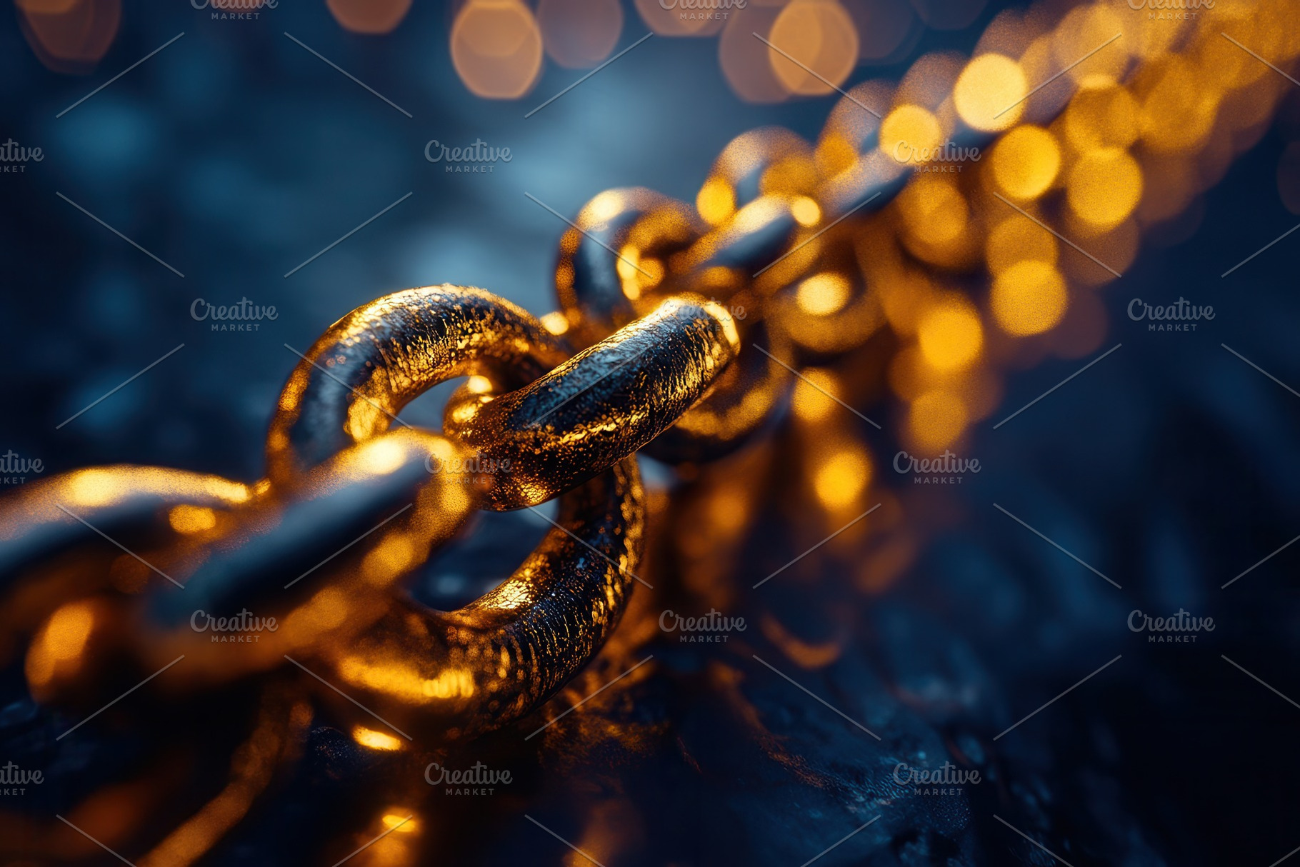 Golden chain links shining against a, a Photo by Tanuart