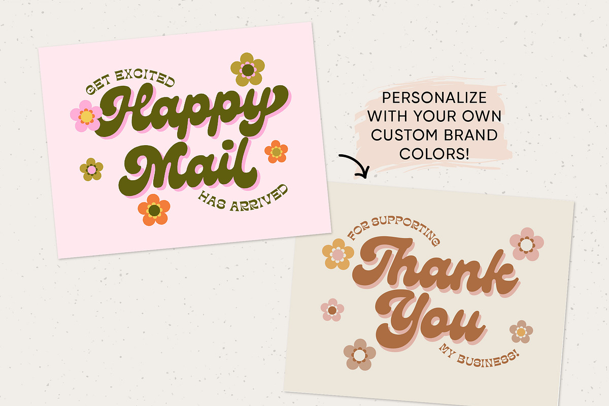 Retro Groovy Thank You Card Canva, a Business Card Template by Summit Avenue (Photo 3 of 7)