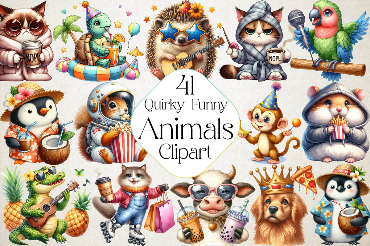 Quirky Funny Animals Sublimation, an Illustration by DreamPrint404 (Photo 1 of 5)