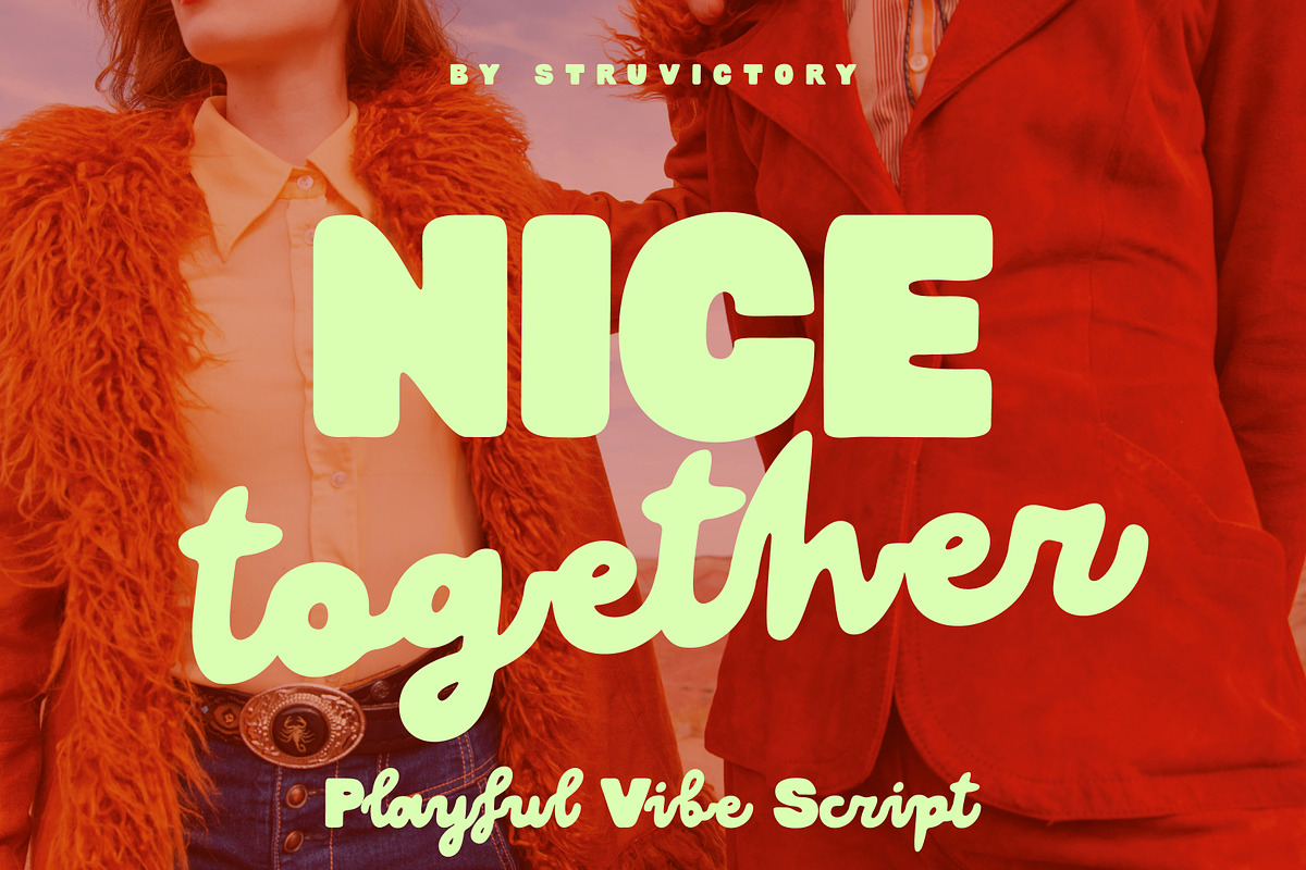 Nice Together Playful Vibe Script, a Script Font by Struvictory.art (Photo 1 of 9)
