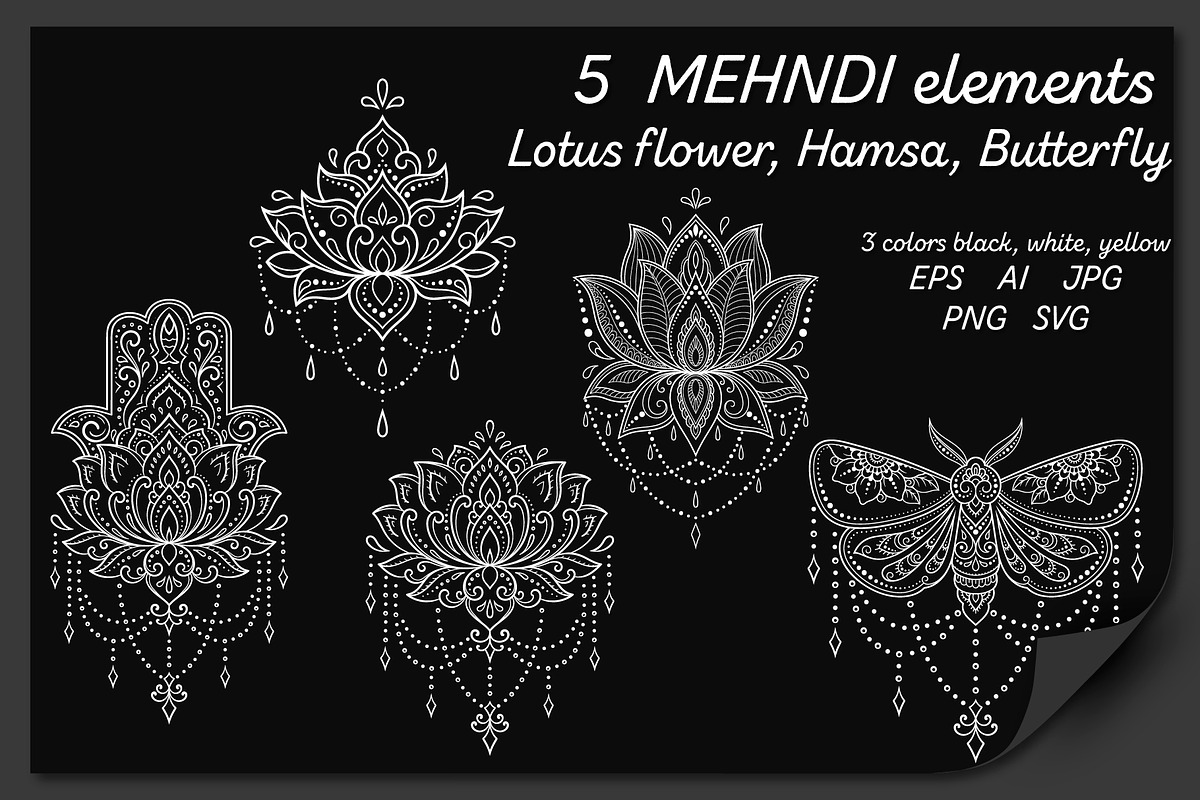 Mehndi designs collection, a Decorative Illustration by Katika Shop (Photo 3 of 7)