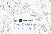 Procreate flower stamp, anemones, a Brush Add-On by AnnaPolitmerskaja (Thumbnail 1 of 6)