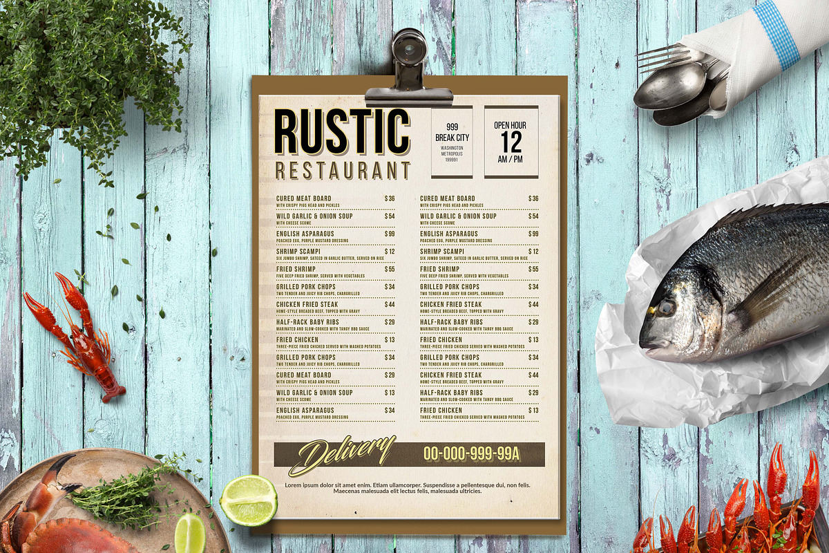 Rustic Food Menu Design Template