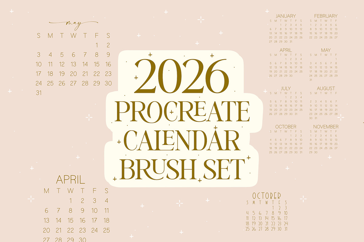 2026 Procreate Calendar Brush Set, a Brush Add-On by Sometimes Crafter Studio (Photo 1 of 6)
