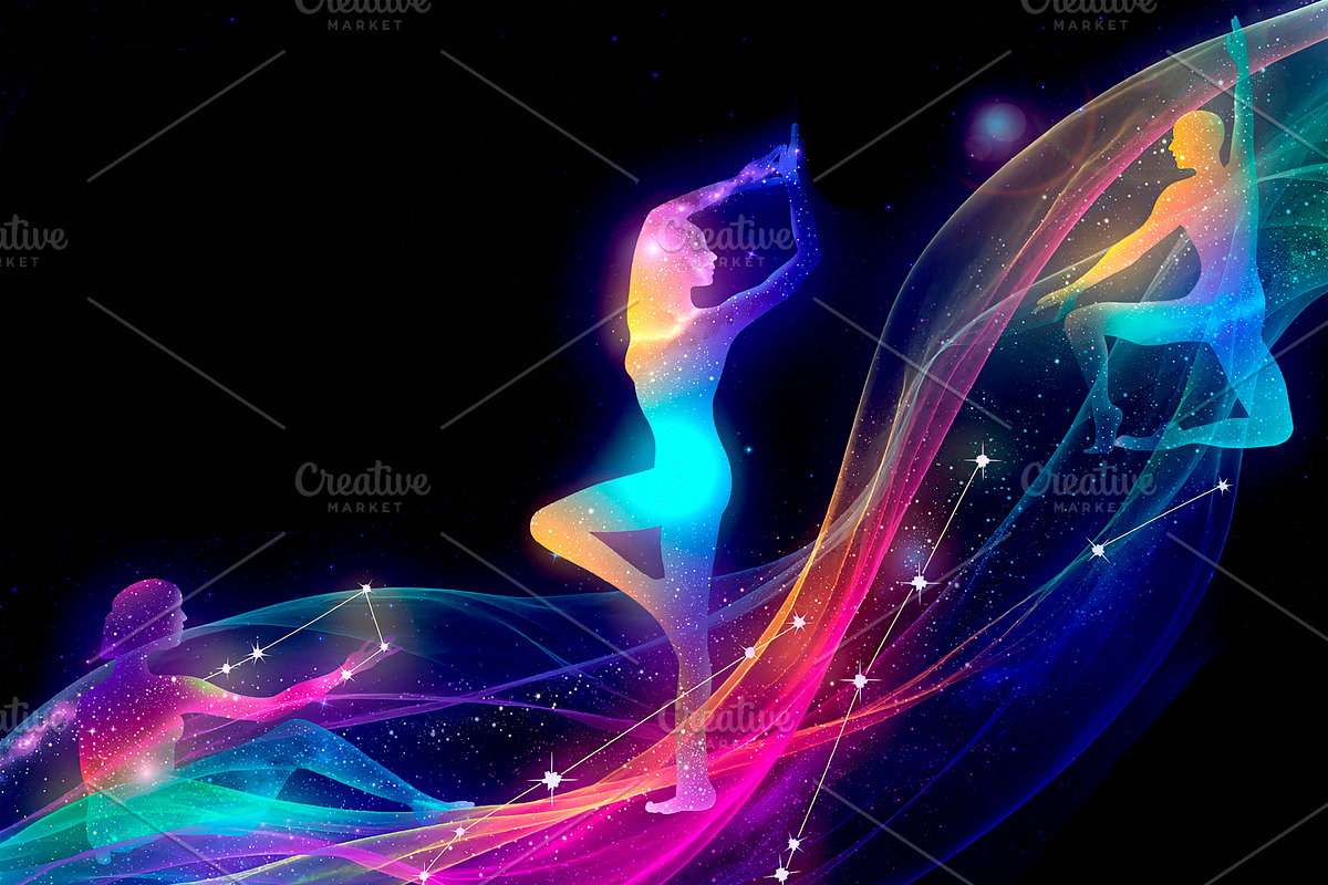 Luminescent bodies weaving cosmic energy, a Decorative Illustration by DanFLCreativo