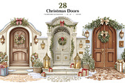 Christmas Door Clipart Bundle, a Seasonal Illustration by Bijou Bay (Thumbnail 1 of 4)