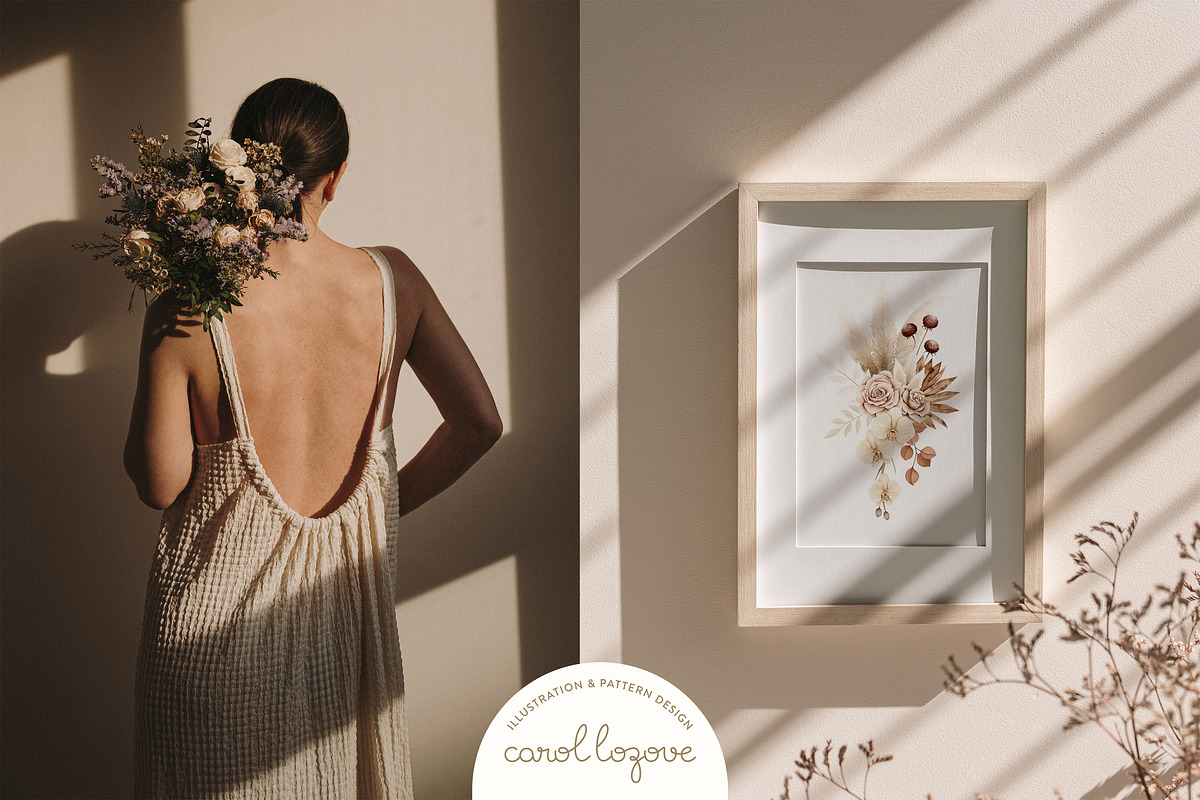 Watercolor Boho Fall Dusty Rose Set, a Decorative Illustration by Carol Lozove (Photo 11 of 74)
