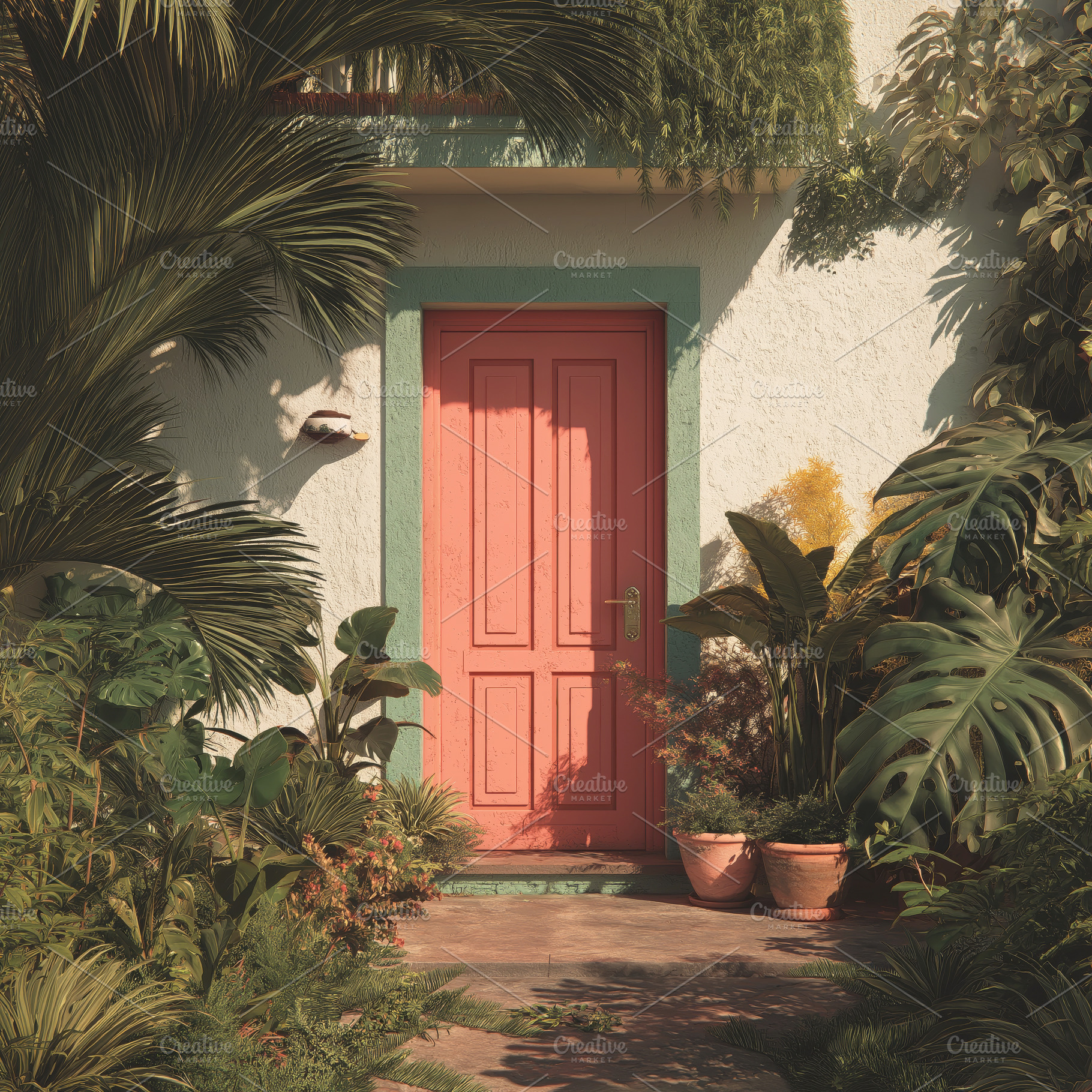 Tropical Entrance: Coral Door, an Architecture Photo by Ocean Digital Art