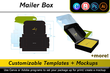 Mailer Box Mockup + Template