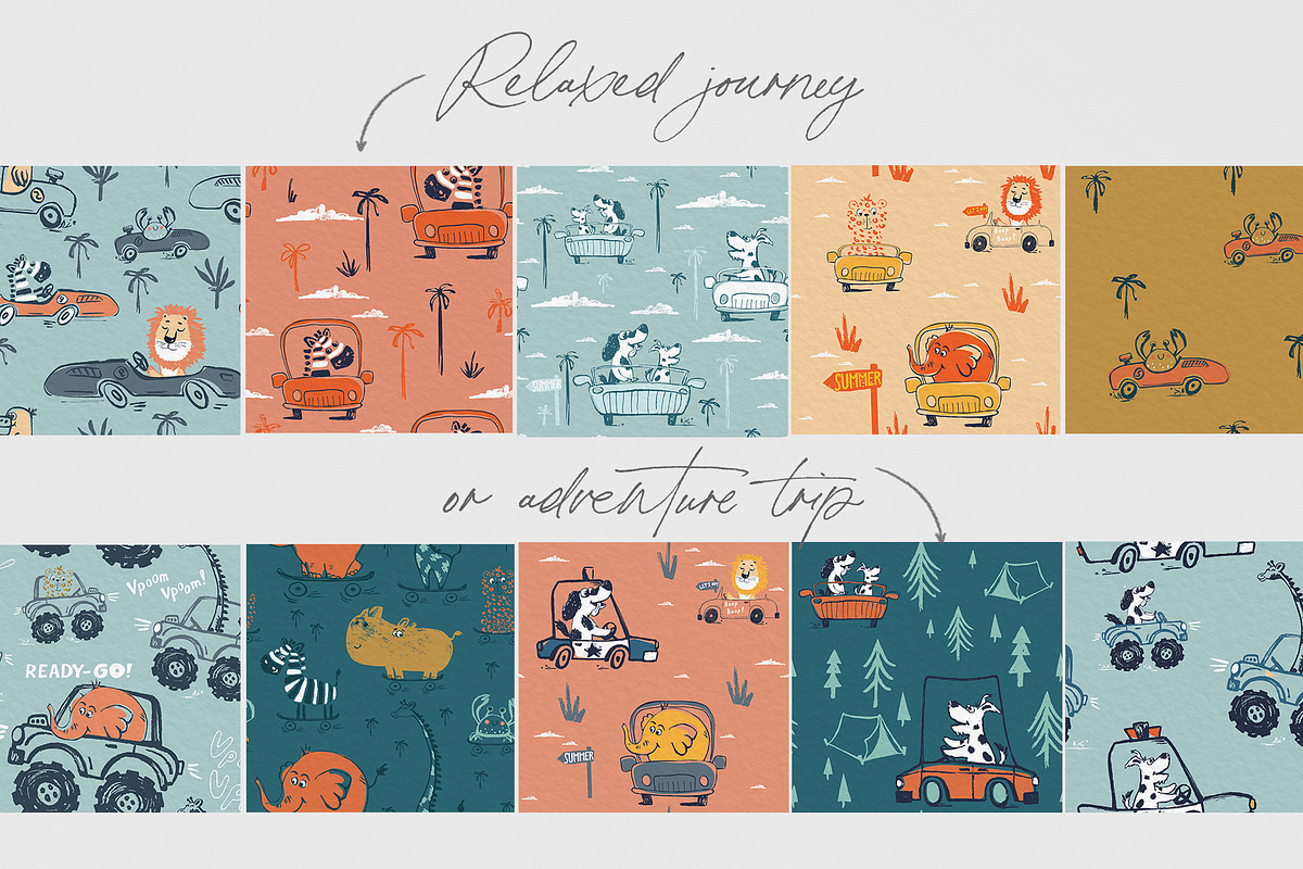 Summer Road Trip Seamless Patterns, a Pattern Graphic by MeadowFox (Photo 3 of 8)