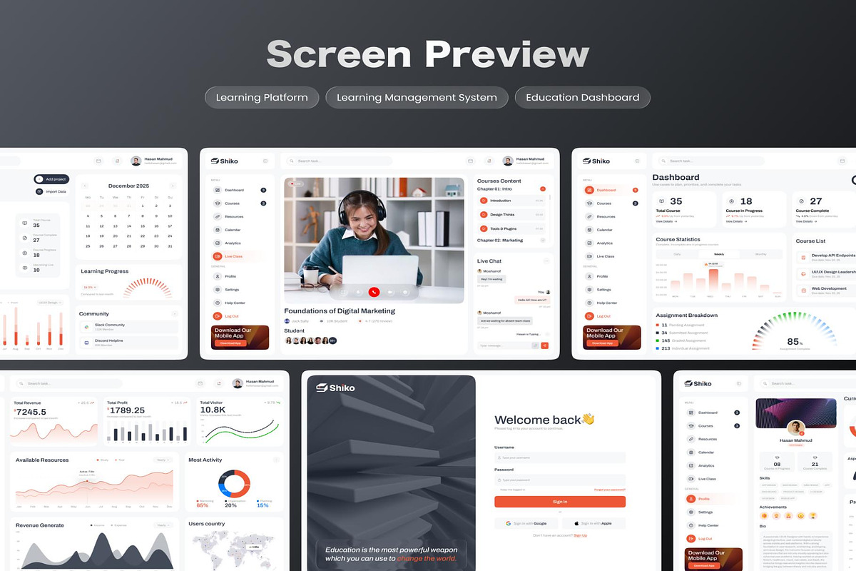 Shiko Learning Management System, an UI Kit Template by Creative Perspective (Photo 7 of 8)