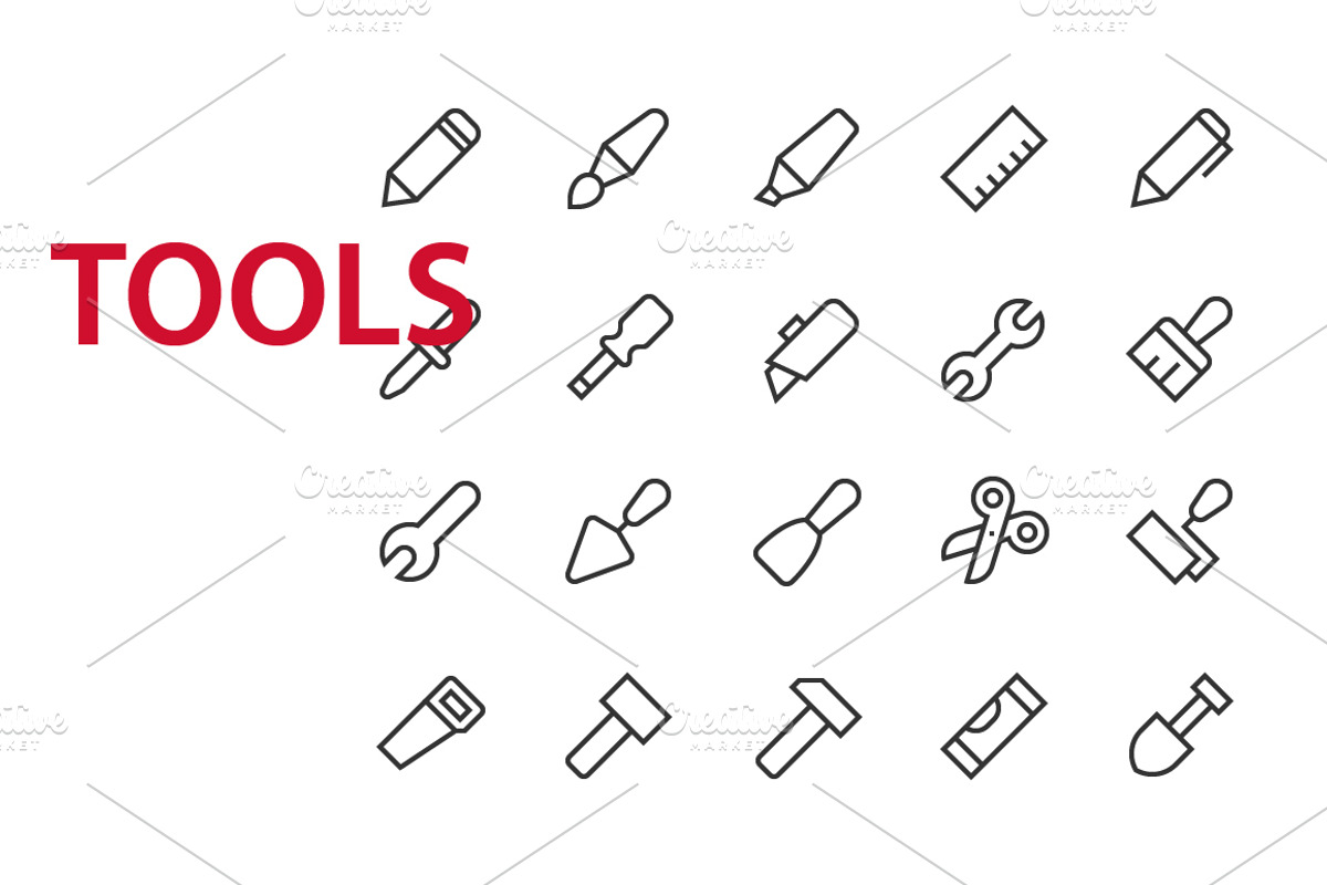 20 Tools UI icons, an Outline Icon by Palau