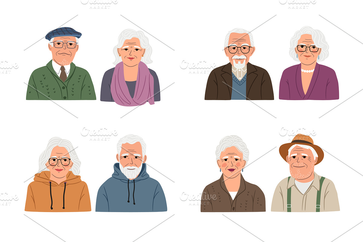 Set of different cute grandmothers, a Person Illustration by Stock-Smart-Start