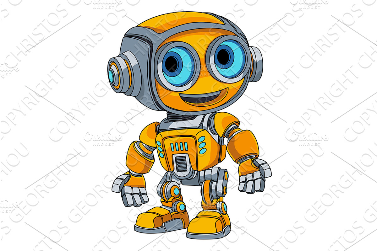 Robot Mascot Cartoon Cute Fun Alien, an Illustration by Christos Georghiou