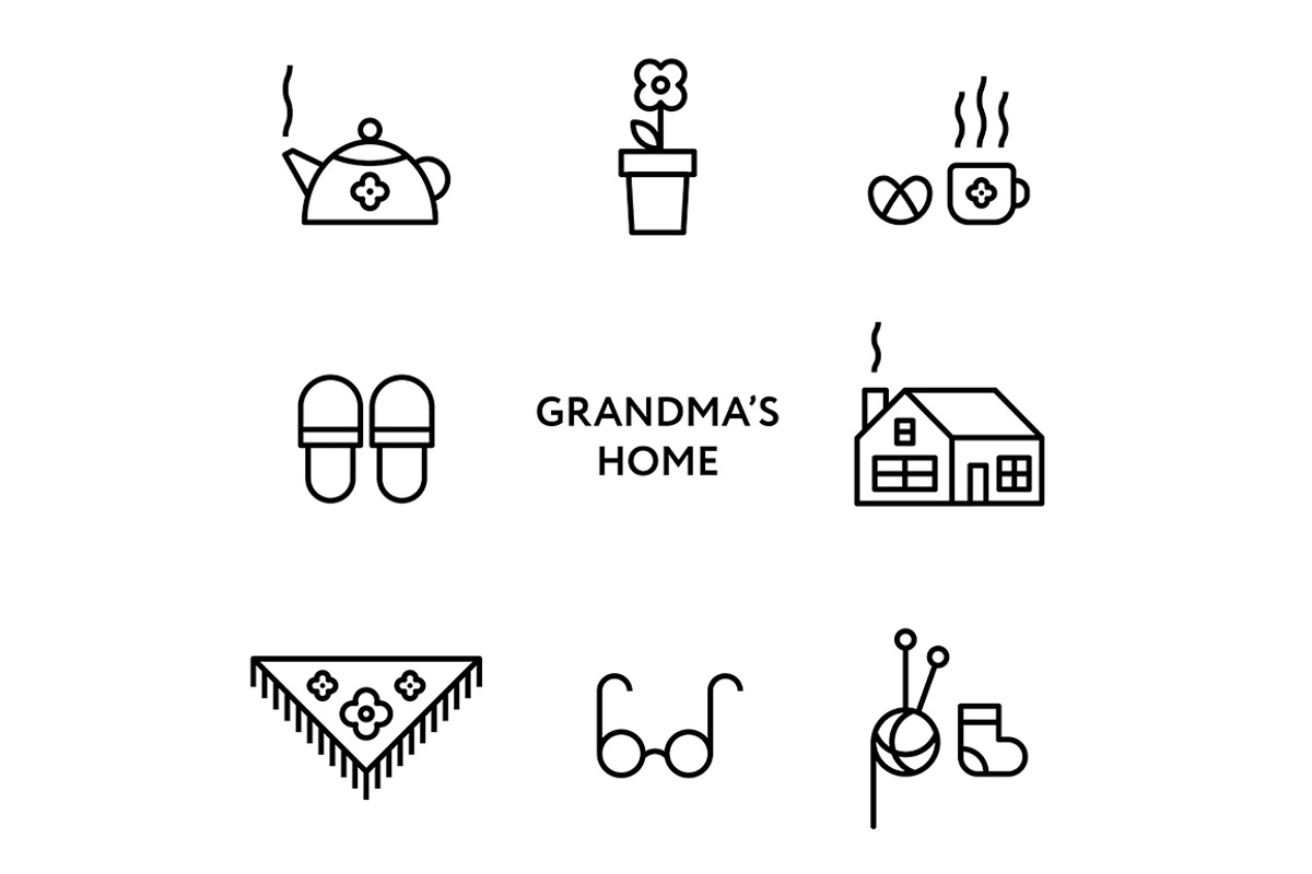 Grandma's Home Icon Set, an Outline Icon by moibalkon (Photo 3 of 3)