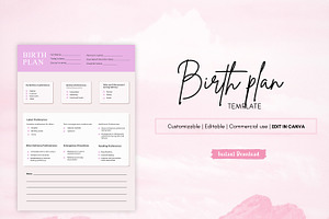 Canva Birth Plan Template, C Section, a Print Template by BrushstrokeArtGB