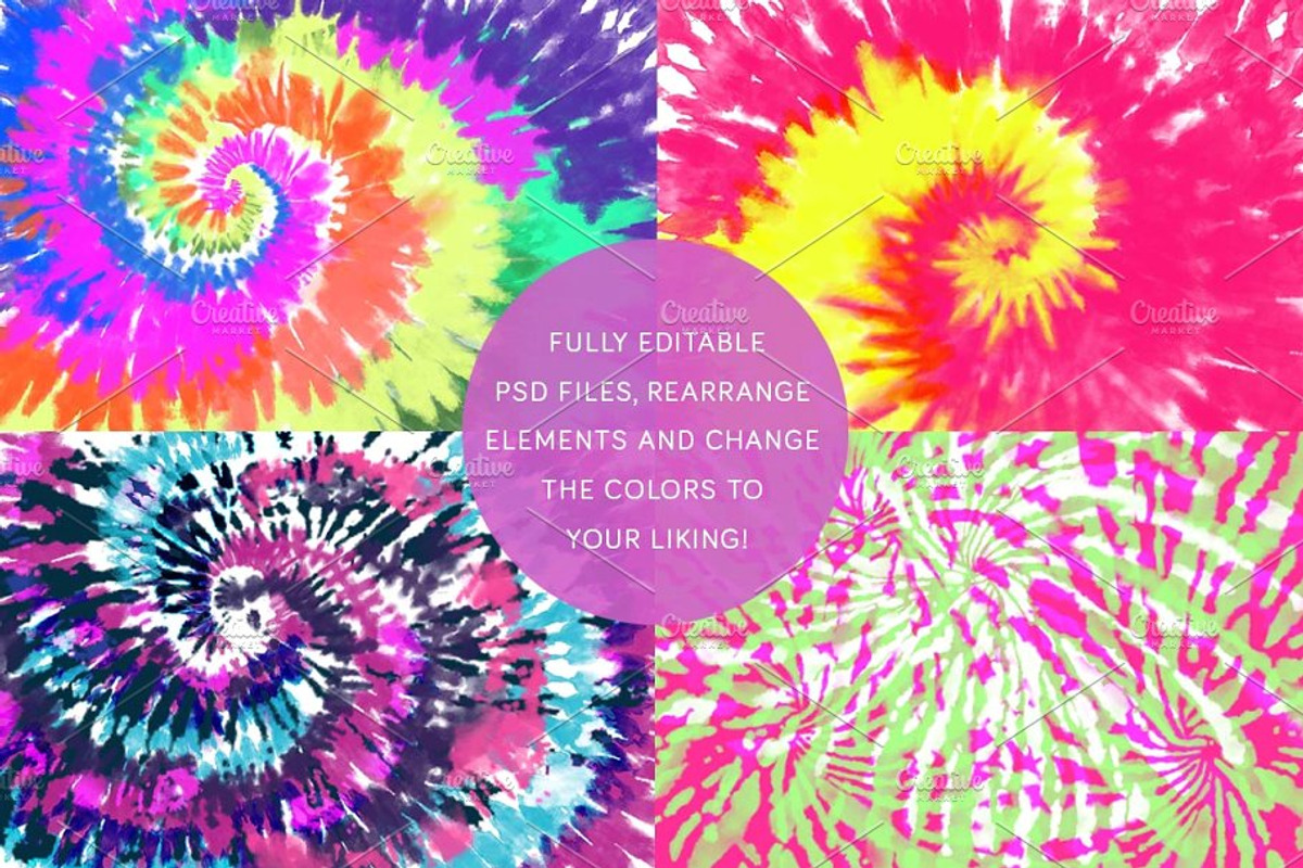 8 Neon Tie-Dye Spirals Backgrounds, a Pattern Graphic by The Gypsy Goddess (Photo 5 of 8)