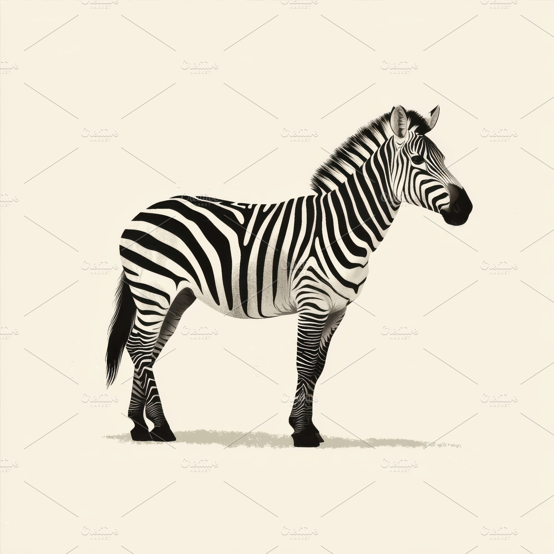 Elegant Zebra in Black and White Min, an Animal Photo by Pixeness Studio