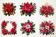 Festive Poinsettia Flower Clipart Bu, an Illustration by RobertsArt (Thumbnail 6 of 7)