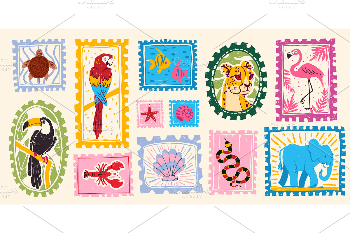 Vintage summer tropical hand drawn, an Animal Illustration by art PVP - market