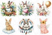 Watercolor Boho Pink Bunny Clipart, an Illustration by DreamPrint404 (Thumbnail 2 of 5)