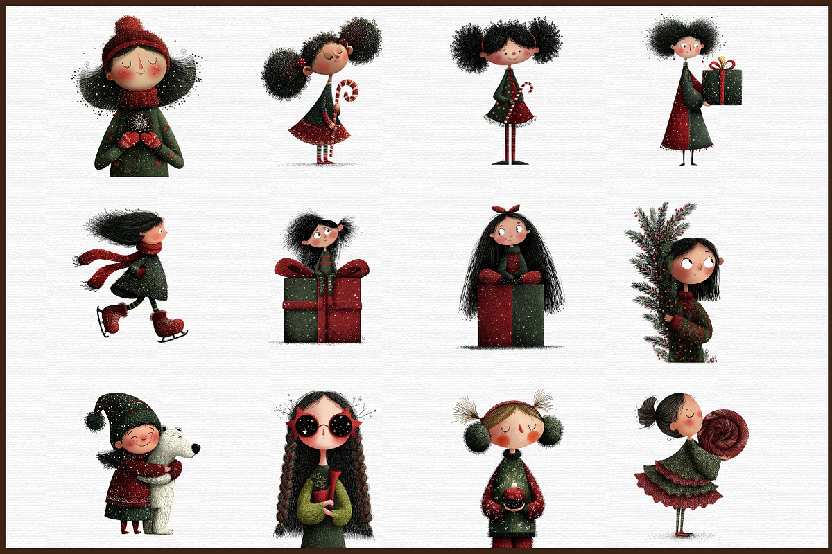 Whimsical Christmas Girl Clipart, an Illustration by Sublimation Artist (Photo 3 of 6)