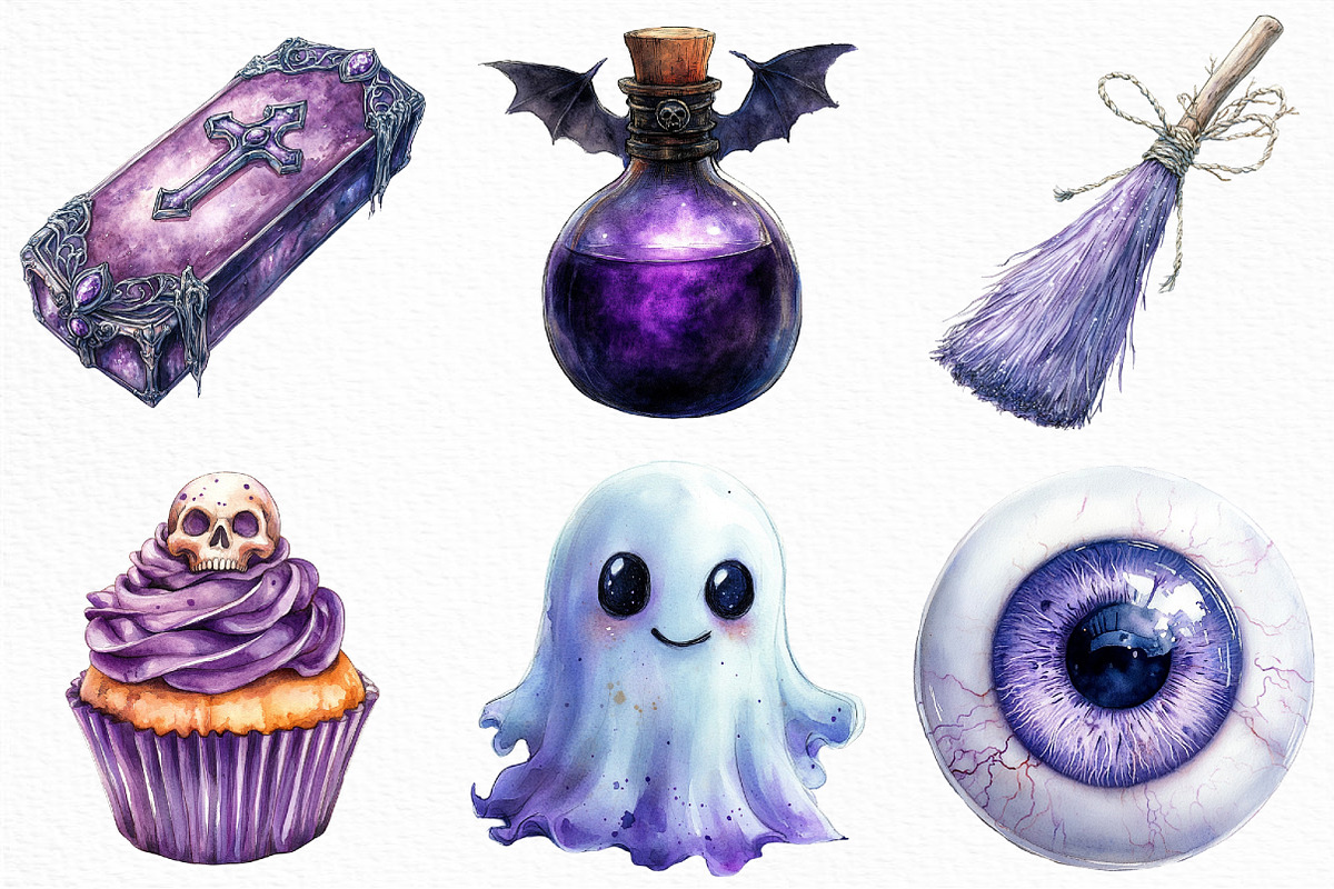 Spooky Purple Halloween Clipart, an Illustration by Craft Nest (Photo 5 of 6)