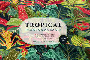 Tropical Plants & Animals, a Pattern Graphic by Molly art