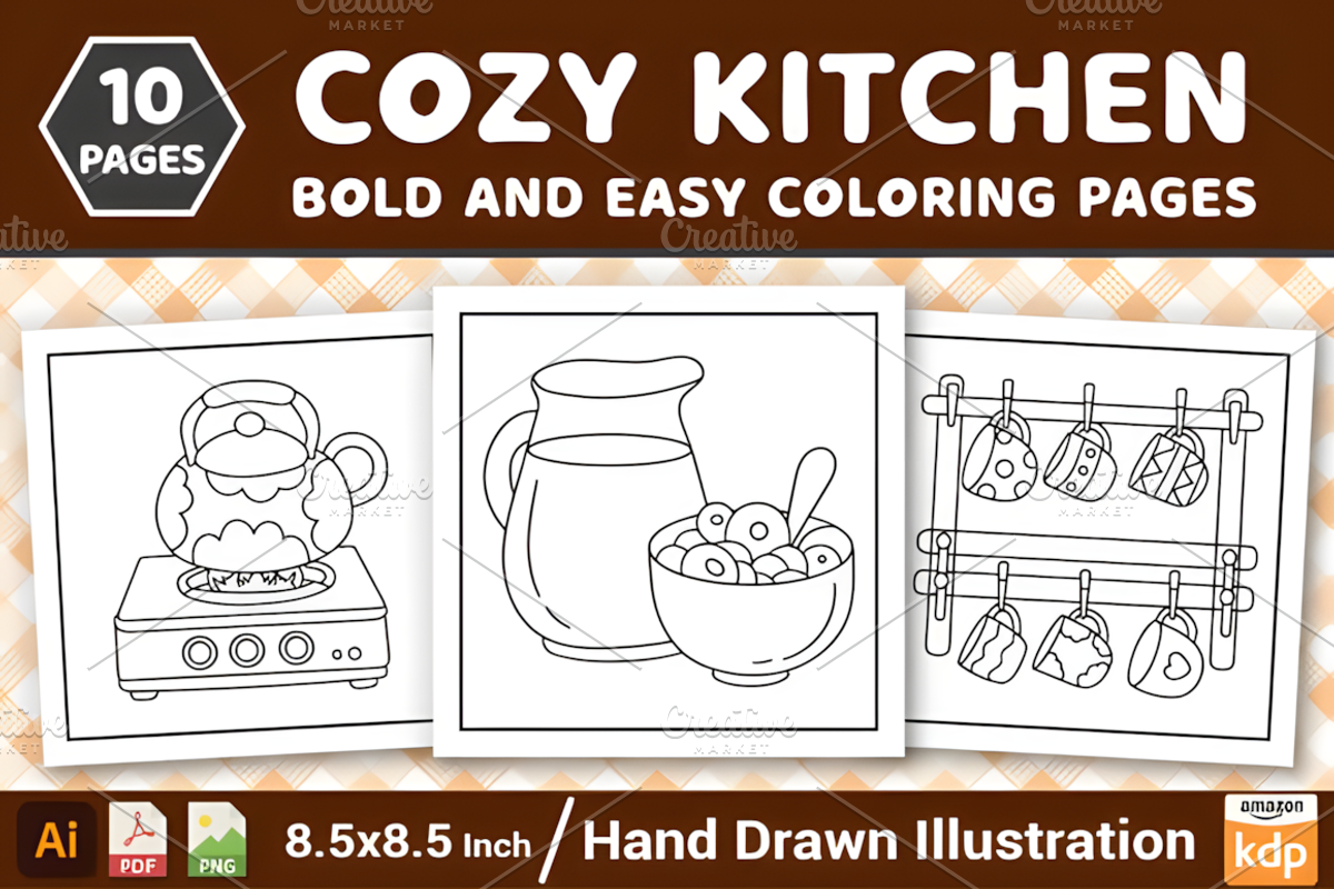 Cozy Kitchen Bold & Easy Coloring, a Food Illustration by Design Station (Photo 1 of 3)